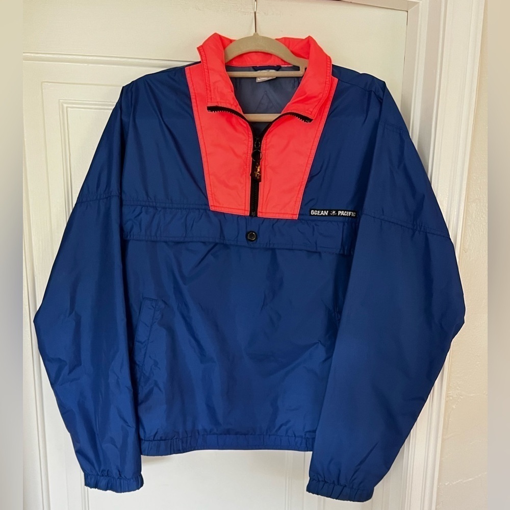 Vintage Ocean Pacific Neon Coral Windbreaker Jacket Men’s Size XL 90s Surf Skate - Picture 9 of 10